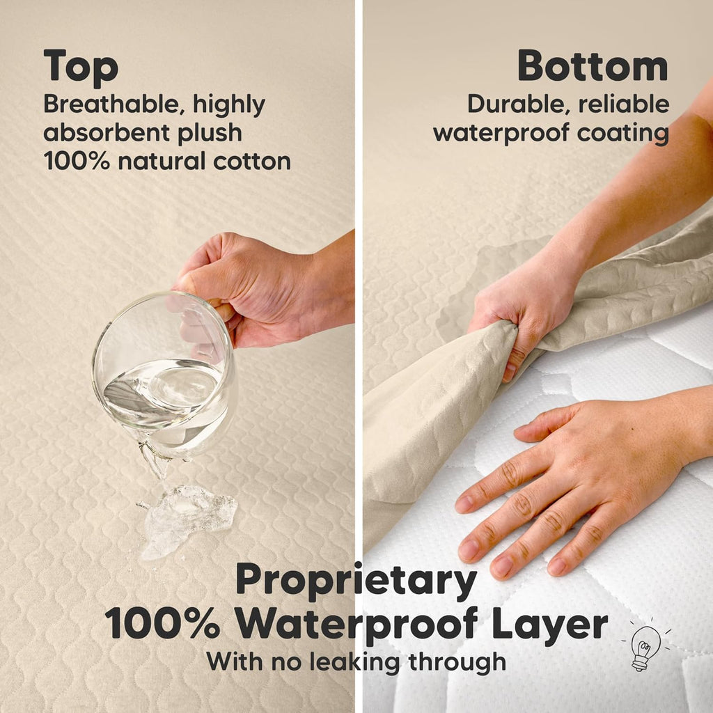 Skiennix 2-Pack Waterproof Crib Mattress Protector - Soft Quilted Cotton, 52" x 28", Machine Washable, Easy Fit