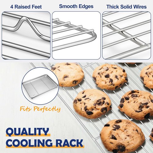 Joyfair Stainless Steel Baking Sheet Pan Set - 16 Inch Tray with Cooling Rack | Rust-Free & Dishwasher Safe