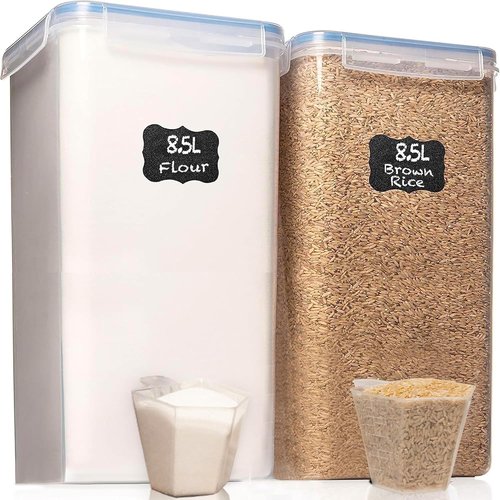 Flour Storage Container - Skiennix 2 PC Extra Large Airtight Food Storage | 8.5L BPA-Free for Kitchen & Pantry
