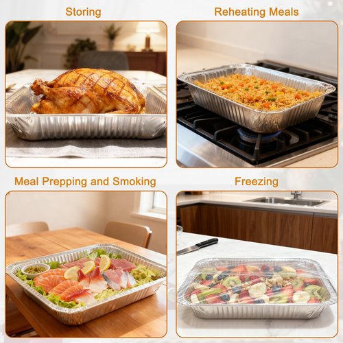 Whaleme Aluminum Foil Pans 9x13 - Disposable Half Size Deep Steam Table Tin Foil Pans for Oven Baking Cake, Roasting Turkey, Food Prepping, Storing, Freezing, Chafing (40 Pack)