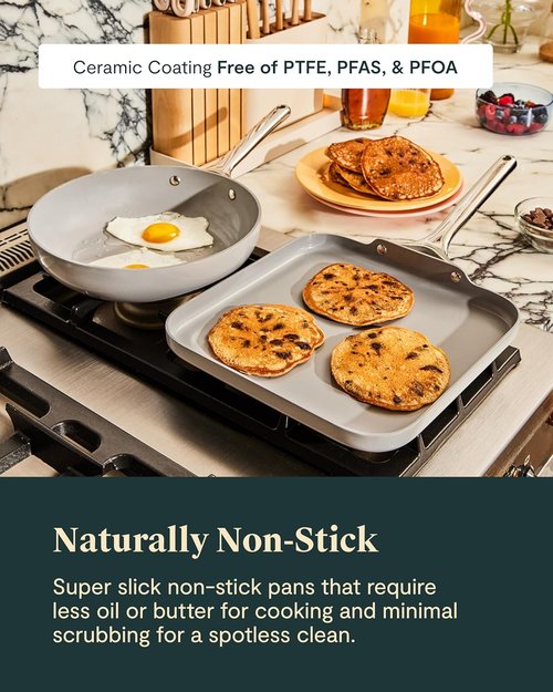 Caraway 31-Piece Ceramic Cookware Set - Versatile Fry Pans, Saucepans, Dutch Oven & More - Gray
