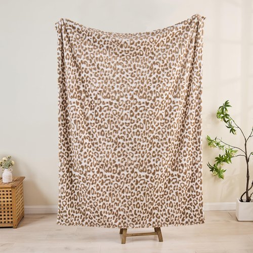 FY FIBER HOUSE Fluffy Blanket Cheetah Print Blanket Twin Blankets for Bed Couch - 60"x80", Brown