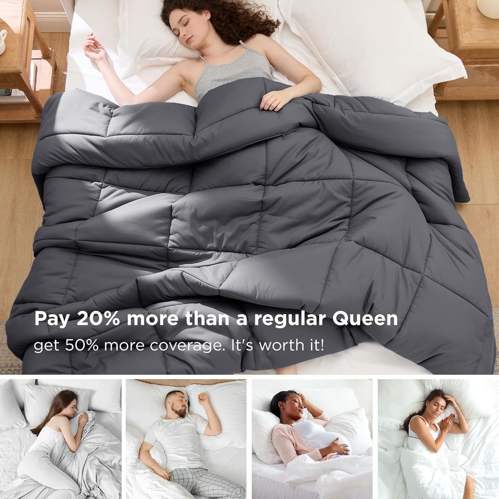 Bedsure Comforter Duvet Insert - Oversized Queen Size All-Season Down Alternative Bedding, Grey 98 x 98 Inches