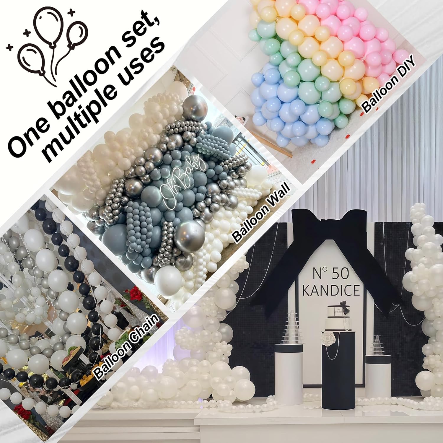Pearl White Linking Balloons - 100PCS 6 Inch Quick Link Balloons for Wedding & Party Decorations