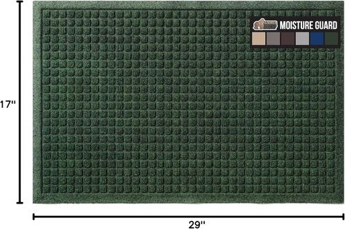 GORILLA GRIP® Ultra Absorbent Front Door Mat - Traps Dirt & Moisture, 29x17 Green, Stain & Fade Resistant