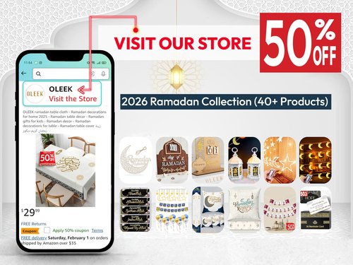 OLEEK Ramadan Lantern Lights (2PCs-8in)- Ramadan Decorations for Home 2026 - Ramadan Decor - Ramadan Lights - Ramadan Lanterns Decorative - Ramadan Lanterns for Kids - Ramadan Decoration فانوس رمضان