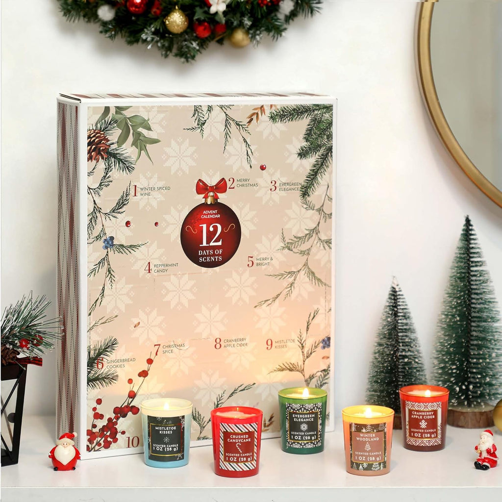 Skiennix 2025 Advent Calendar Candles - 12 Days of Scented Soy Wax Candles | Perfect Christmas Gift Set