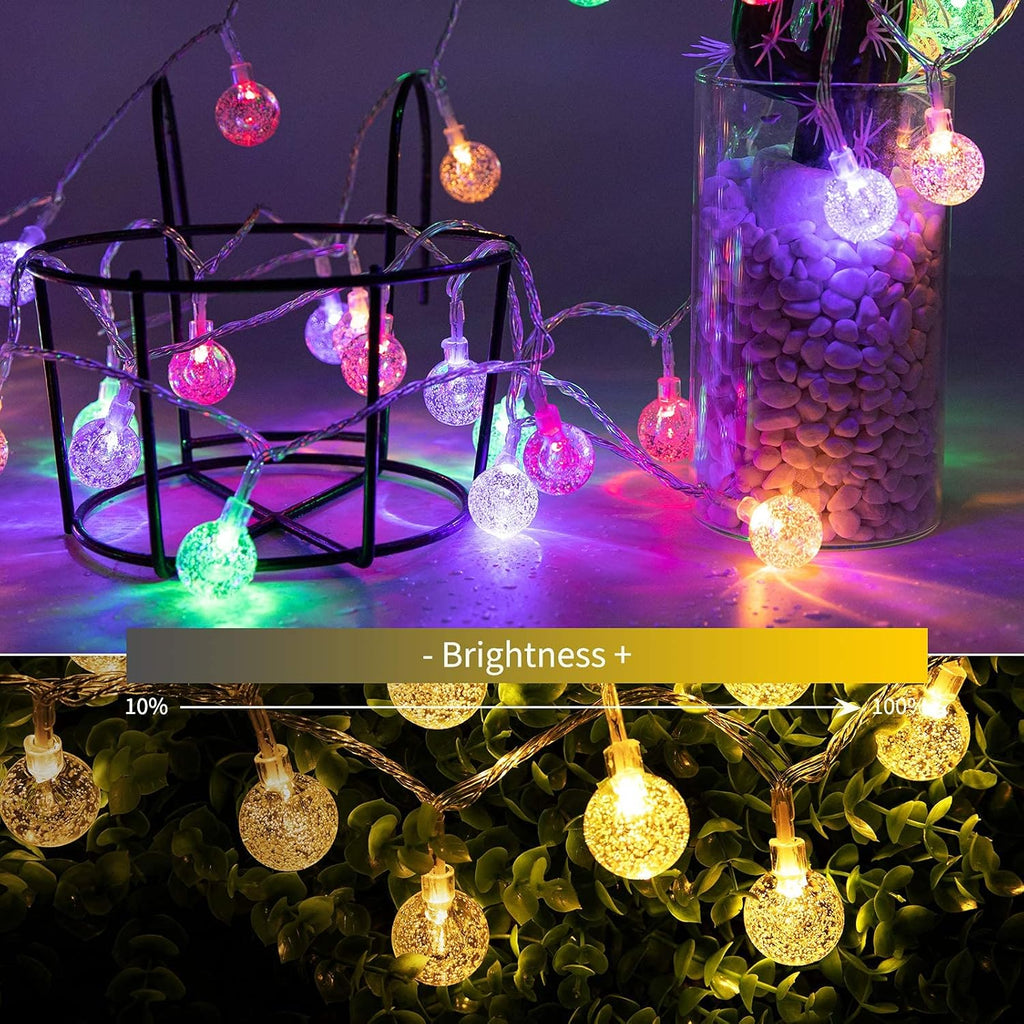 Minetom Crystal Globe String Lights - 33 Ft 100 LED Waterproof Fairy Lights with Remote & Timer | Warm White Decor