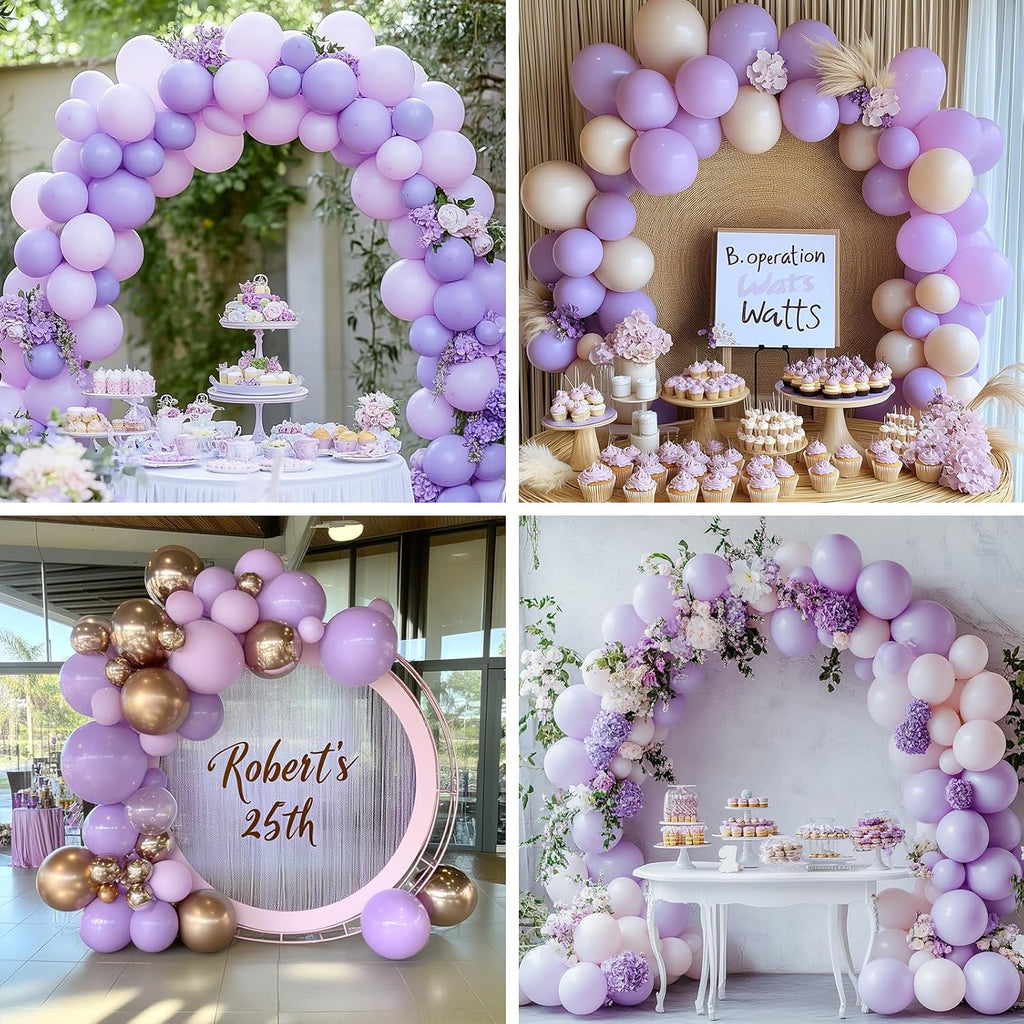 RUBFAC Lavender Purple Balloons - 105pcs in 5/10/12/18 Inches | Perfect for Birthday, Baby Shower & Wedding Decor