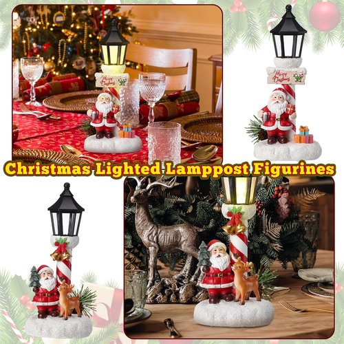 **Regine Switzerland Christmas Light Table Decorations - 2 Pack Red Cardinal LED Lamppost Statues for Holiday Home Decor**