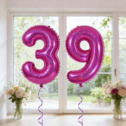Laser | Hot Pink Number 4 Balloon - 40 Inch Large Birthday Decoration for Girls' 4th Party