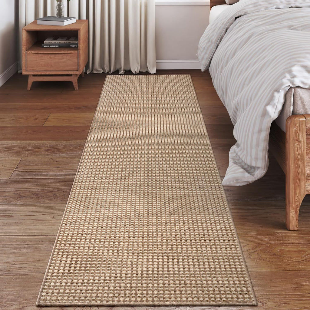 YDKGL Kitchen Runner Rug - Non-Slip Boho Woven Mat | Soft & Washable 2x6 ft for Entryway & Living Room - Brown