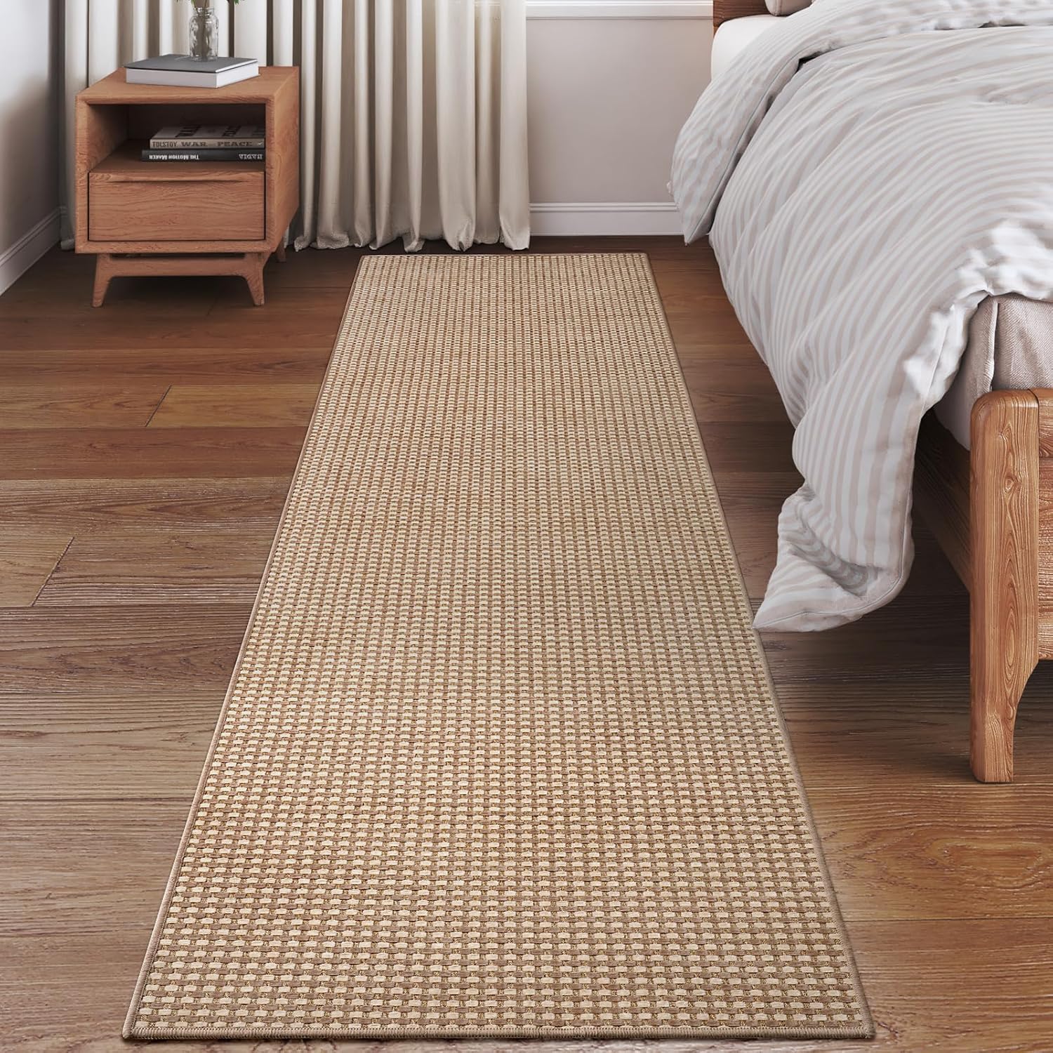 YDKGL Kitchen Runner Rug - Non-Slip Boho Woven Mat | Soft & Washable 2x6 ft for Entryway & Living Room - Brown