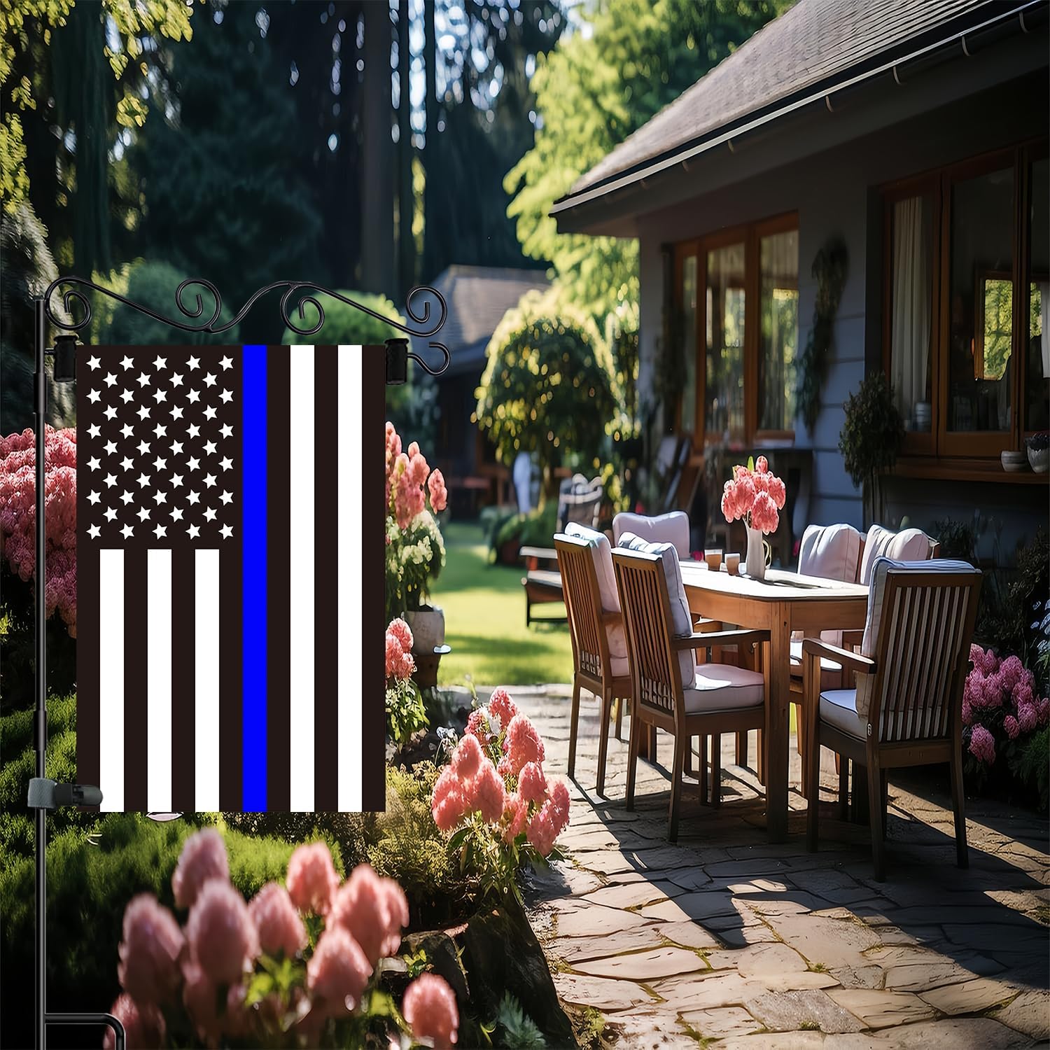 Akeydeco Garden Flag Pole Stand - Waterproof Holder with Stopper & Clip for Outdoor Use | Durable Powder-Coated Finish