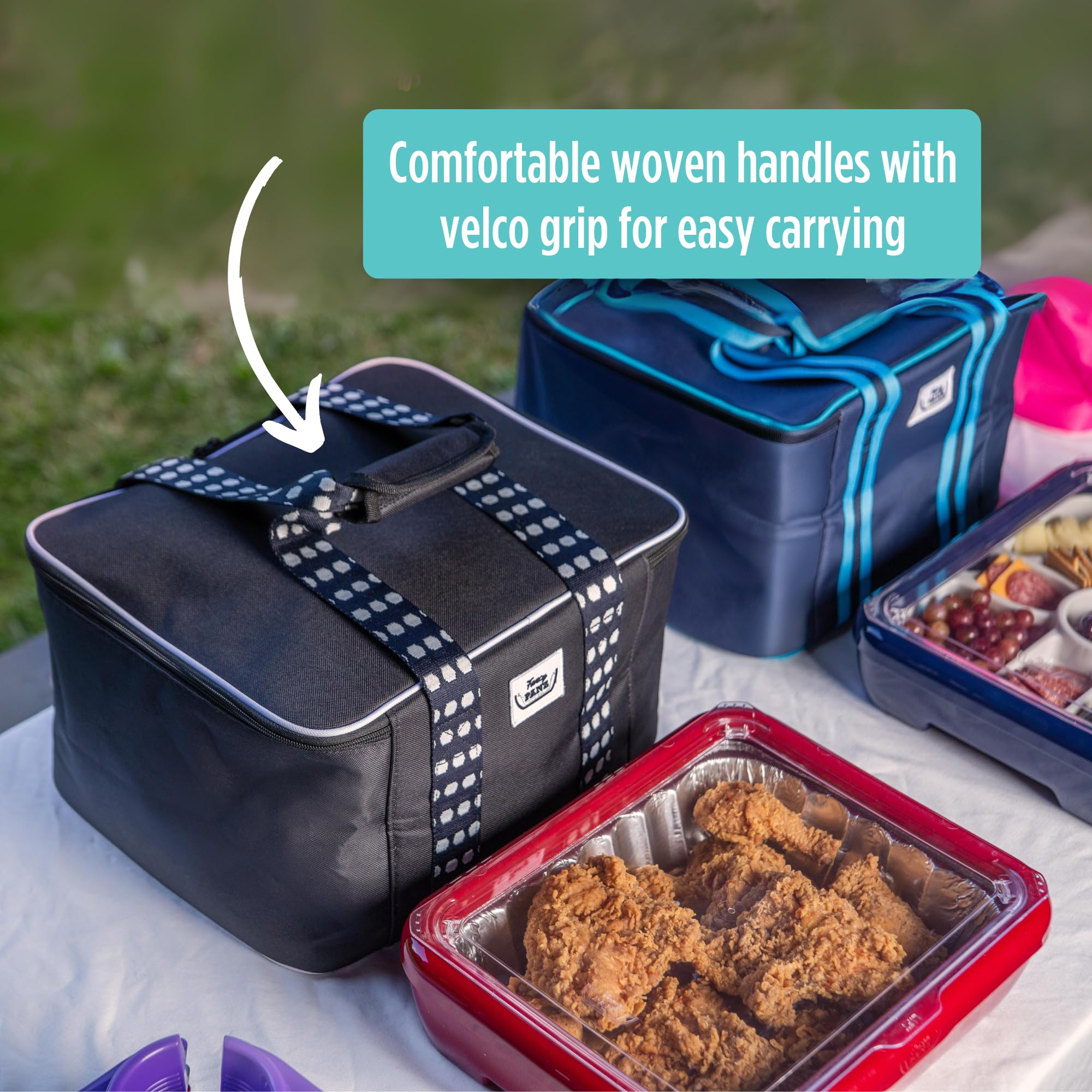 Fancy Panz - Black Insulated Casserole Carrier Bag - Insulated Thermal Bags for Hot & Cold Food Holds 2 Standard Size Fancy Panz - 2 Pockets - Food Container - Hosting Essentials