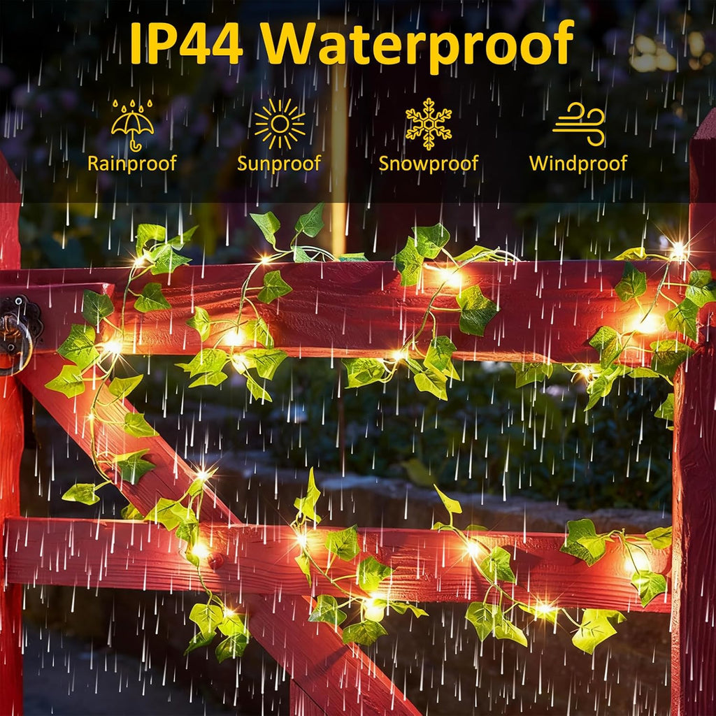Skiennix Ivy String Lights - 33Ft Battery Operated 100 LED Fairy Lights with Remote | Warm White for Bedroom & Garden Decor