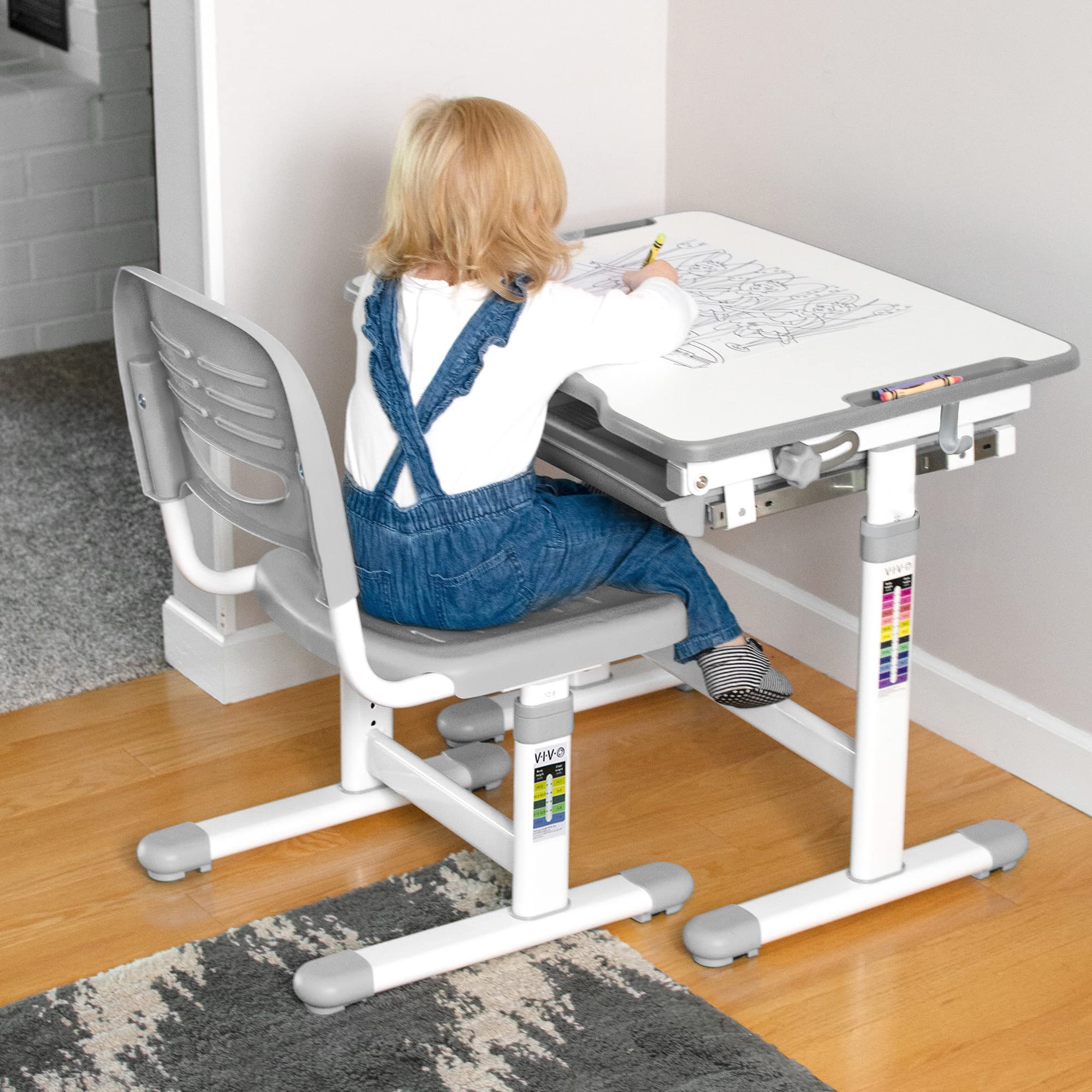 VIVO Height Adjustable Kids' Desk Chair, Chair Only, Multifunctional Interactive Workstation for School Study or Play, Children's Ergonomic Seat with Back, Gray, DESK-V201G-CH