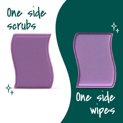 Scotch-Brite Dobie Stay Clean Scrubbers, Non-Scratch Dual-Sided Dish Sponges with Absorbent Cloth Side, Odor Resistant Scrubbing Pads for Dishes and Household Cleaning, 8-Pack