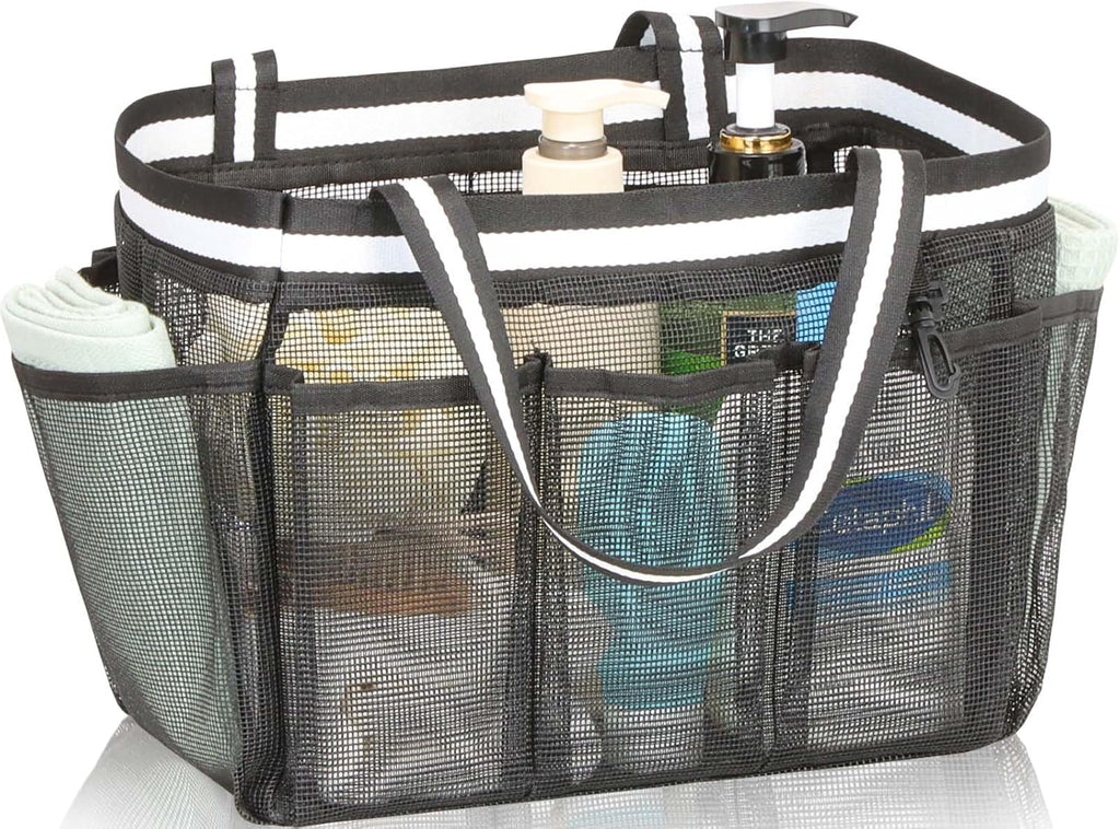 Skiennix XL Mesh Shower Caddy - Portable Shower Bag for College, Camping, Travel & Gym | Black