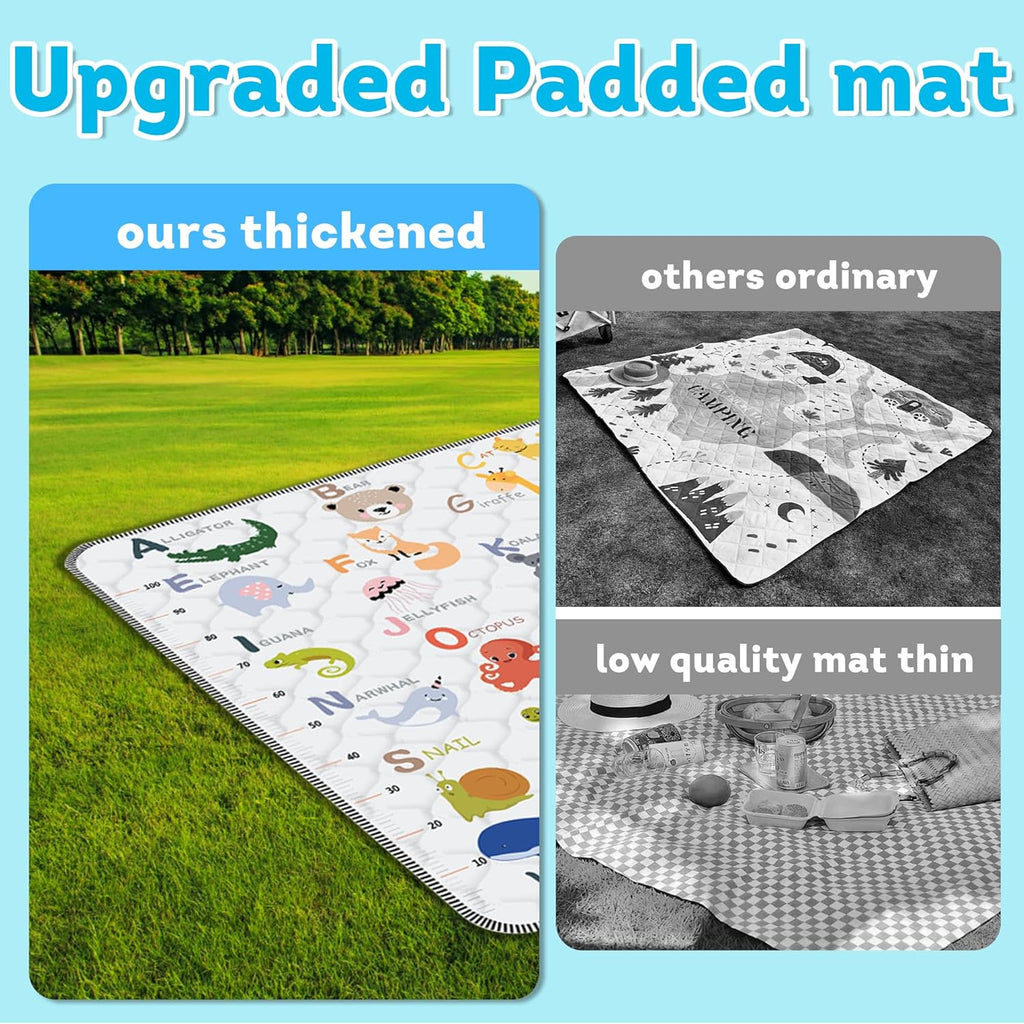 Skiennix Baby Play Mat - Thick Soft Non-Slip Crawling Mat | 50" x 50" Machine Washable, Animal Alphabet-A