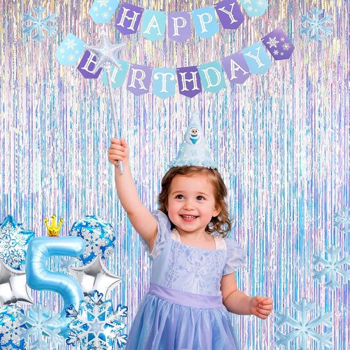 Iridescent Party Decorations - Holographic Foil Fringe Backdrop Tinsel Curtains | 3.28x6.56ft, 2 Packs