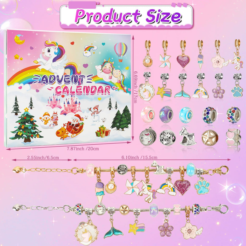 Advent Calendar 2026 Girls, 24 Days Christmas Countdown Calendar with 2pcs DIY Charm Bracelets Kits, DIY Christmas Charm Bracelet Gifts for Girls Kids Women