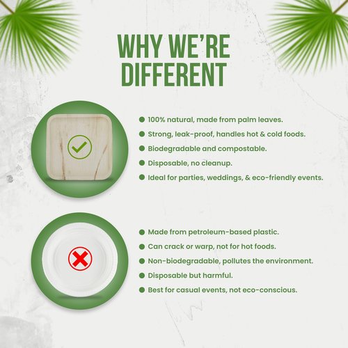 Palm Leaf Plates 6 Inch (100 Pack), Square Bamboo Plates Disposable, Eco-Friendly, Biodegradable & Compostable Bamboo Appetizer Plates, Perfect Dinnerware for Desserts, Snacks, Parties & Events