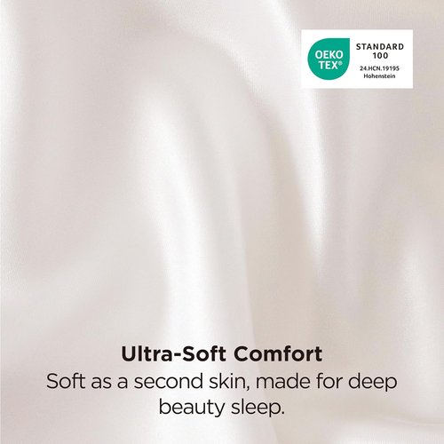 Bedsure Satin Pillowcase - Luxurious Silk-Like Comfort | Standard Size Ivory 20x26 Inches, 2-Pack