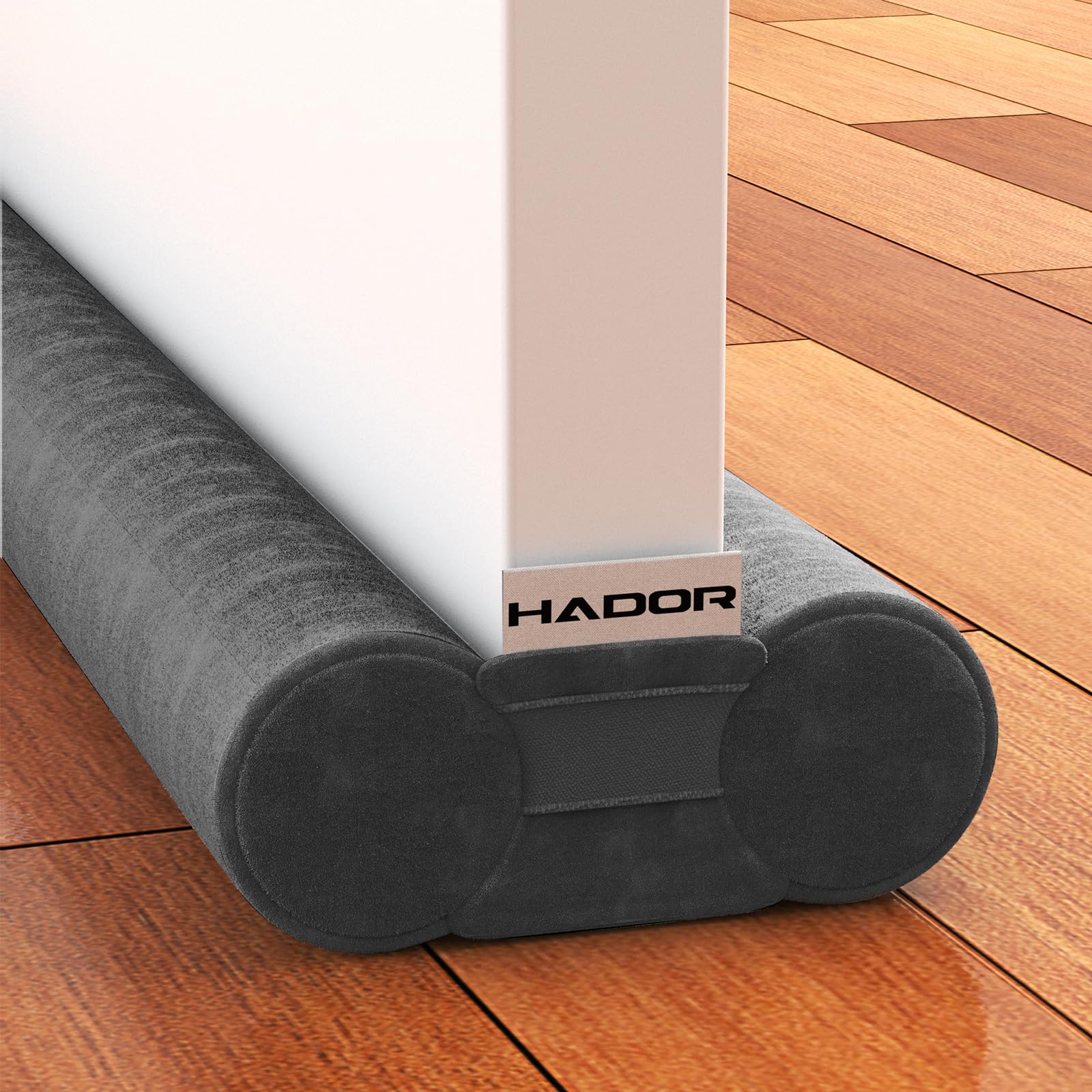 Door Draft Stopper for Bottom of Door, 30 Inch Under Draft Air Noise Light Blocker 24"- 30" Double Side Soundproof Sweep Filler Seal Gap up to 1.7" for French Patio Sliding Door Guard, Grey
