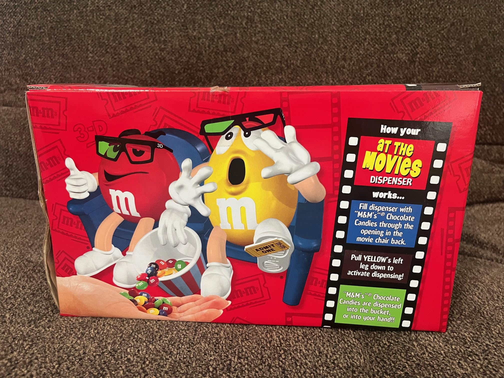 M&M's Candy Dispenser At the Movies with 3D Glasses Collectible