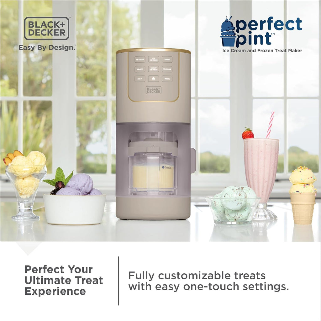 BLACK+DECKER Ice Cream Maker - Create Delicious Keto, Dairy-Free Ice Cream & Gelato at Home | Family-Friendly Design
