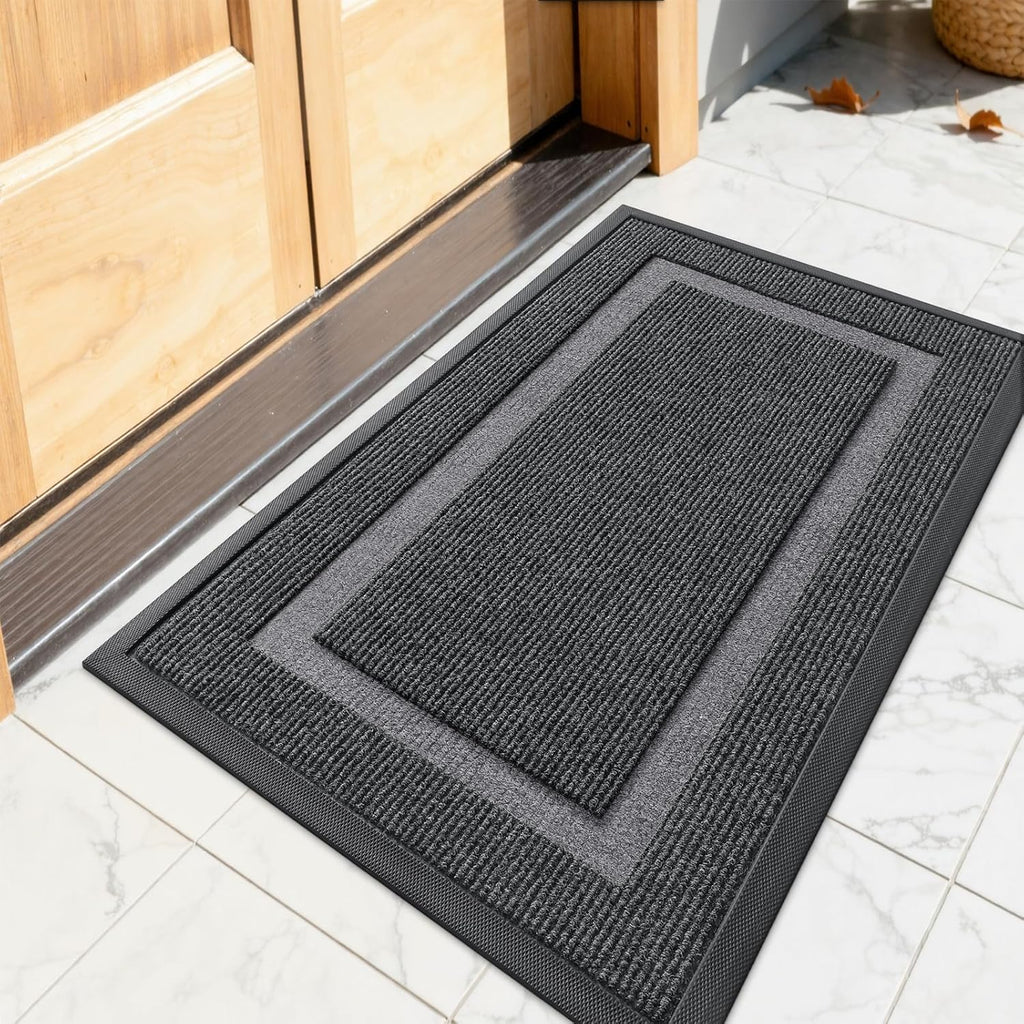 OLANLY Indoor Outdoor Front Door Mat - Waterproof All-Season Doormat, Sturdy Rubber, Easy Clean | 23.5x15.5, Grey