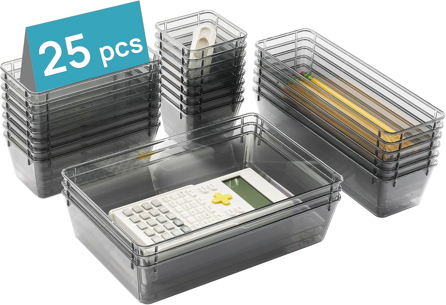 Vtopmart 25 PCS Desk Drawer Organizer Set - Versatile Plastic Storage Bins for Office & Home Use