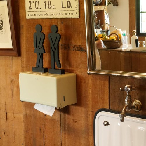 Litivy Rustic Wooden Bathroom Decor Signs - Set of 2 Farmhouse Style Restroom Decorations