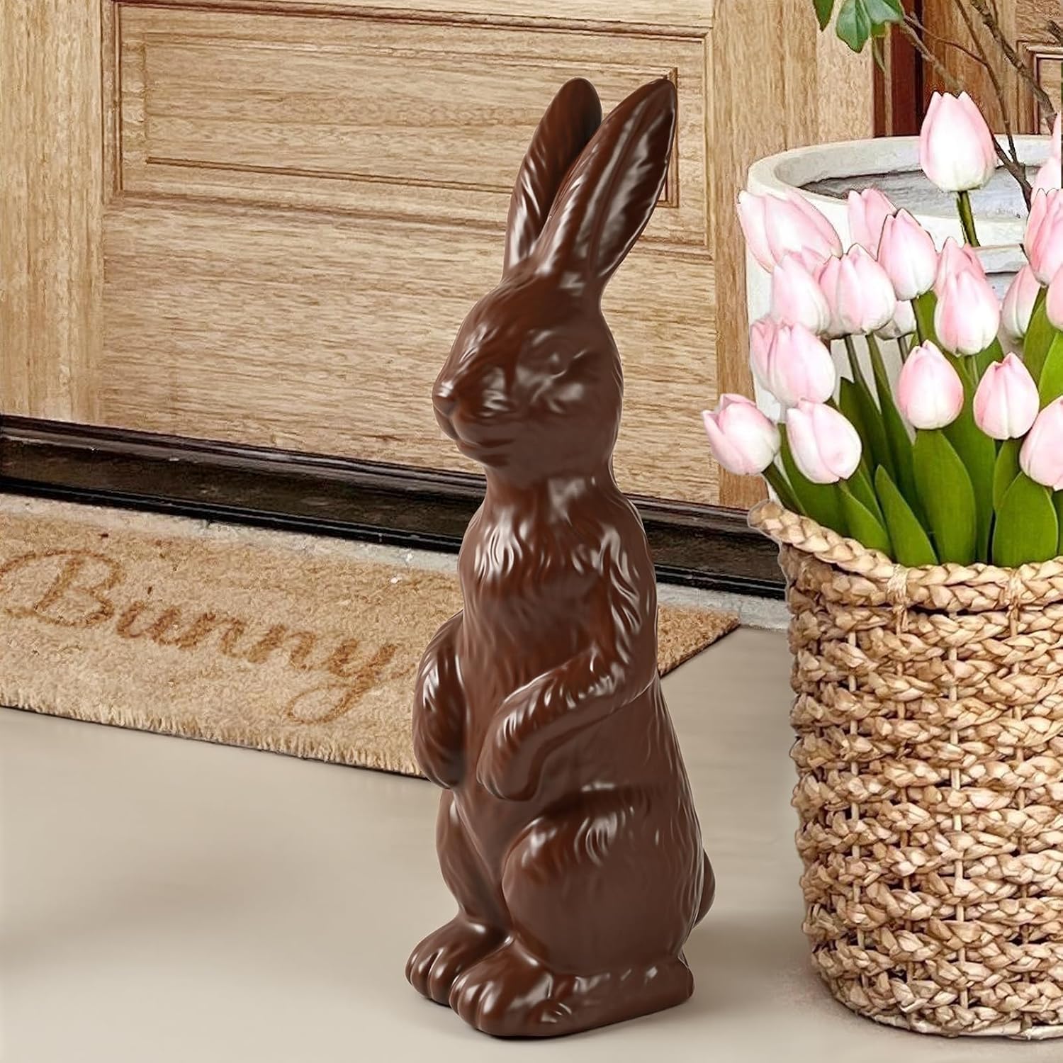 Zesua Easter Bunny Figurine - 14.5" Standing Ceramic Decor for Home & Garden - Perfect for Spring Celebrations