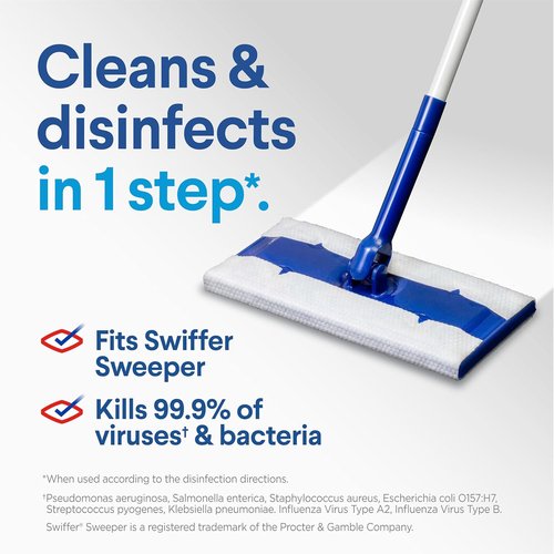 Clorox Disinfecting Wet Mop Pad | Multi-Surface Floor Wipes - 24 Disposable Refills Per Pack, Rain Clean