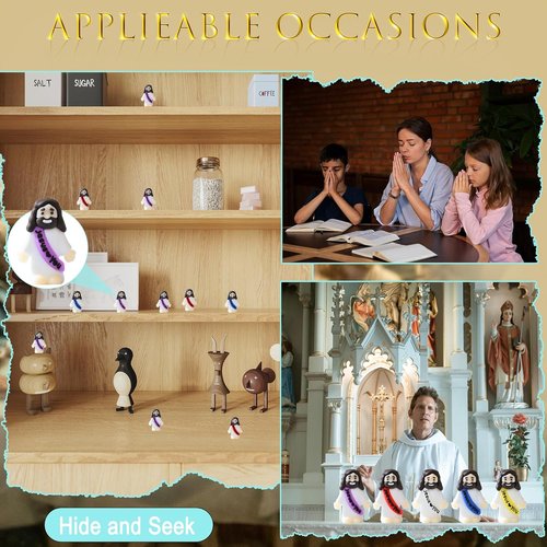 Cowlyn Mini Jesus Figurines - Multicolor Tiny Statues for Easter Egg Stuffers | Set of 20 Religious Gifts
