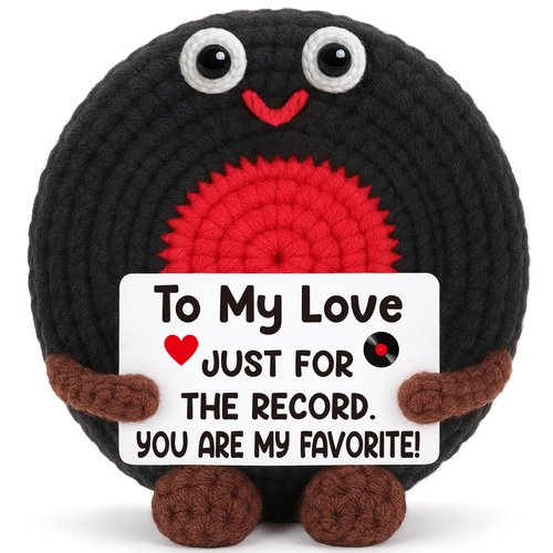 Valentines Day Gifts for Him, Anniversary Boyfriend Husband Gifts for Men Couples, Romantic Birthday Gift, Valentines Day Basket To My Love Gift for Her Girlfriend Wife, Handmade Crochet Vinyl Record