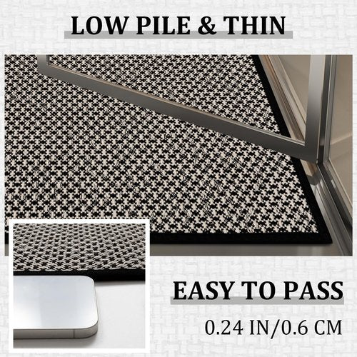 YIHOUSE Thin Bath Mat Black Bathroom Rugs Sets 2 Pieces, Non Slip Absorbent Mats Quick Dry, Woven Rugs Washable, Tapetes para Baño for Bathroom Toilet,Bathtub(17"x24"+17"x32")