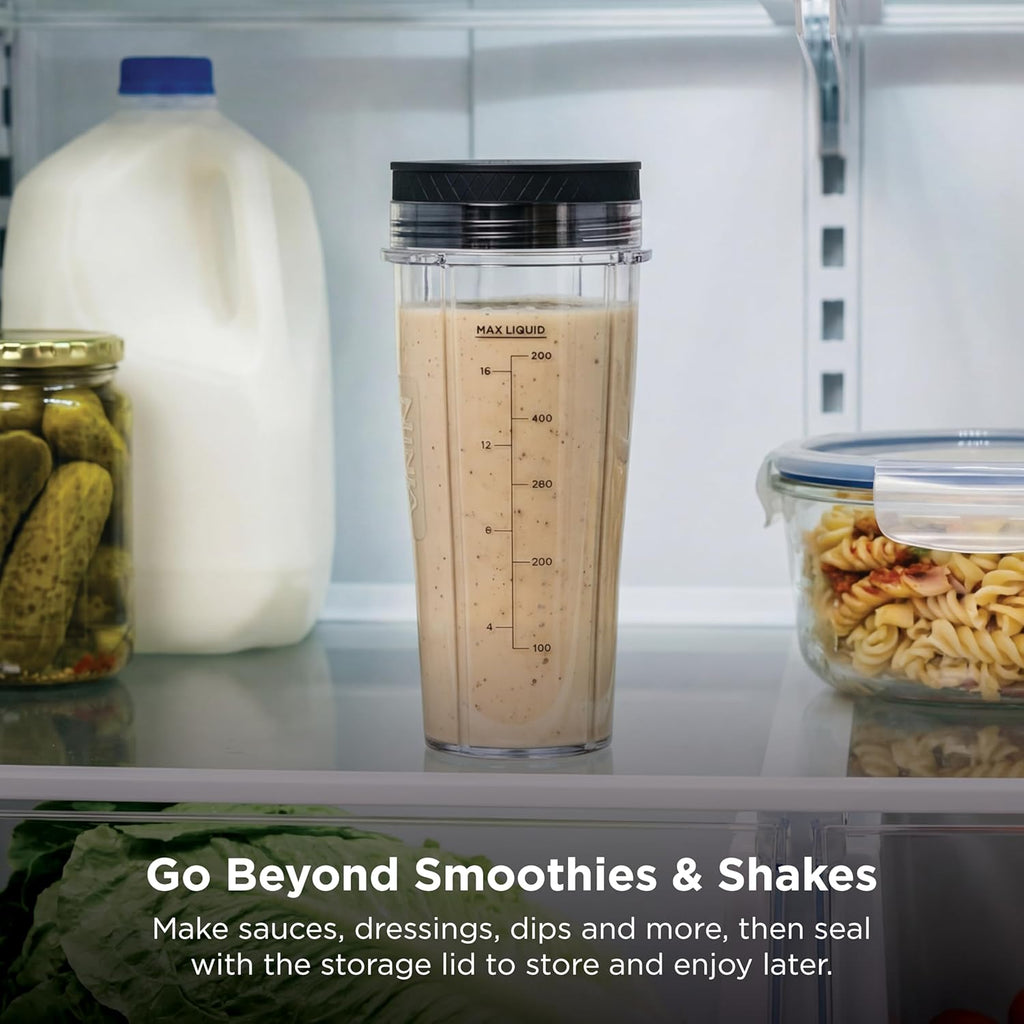 Ninja Nutri-Plus Personal Blender - Compact Push to Blend for Smoothies & Frozen Drinks | 900W | Silver | 3 To-Go Cups
