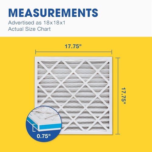 Aerostar 18x18x1 MERV 11 Air Filters - 6 Pack - Pleated HVAC Filters for Dust, Germs & Allergens
