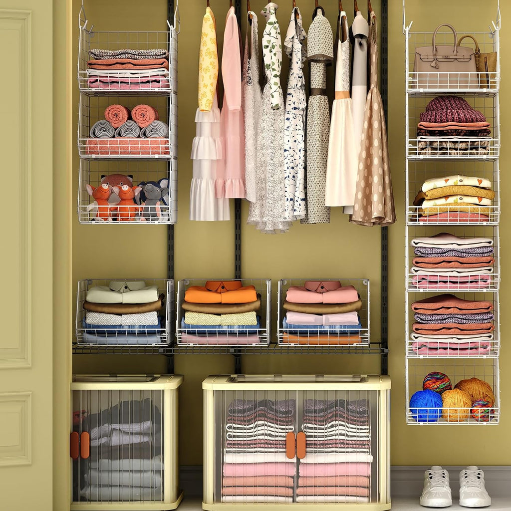X-cosrack 6-Tier Closet Hanging Organizer - Versatile Clothes Shelves with Hooks for Shoes & Accessories