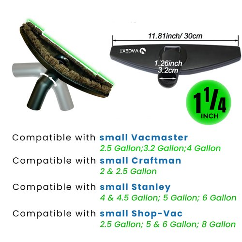 Upgraded Hardwood Floor Attachment with Horse Hair Soft Bristles & Flexible Brush Head for Vacuum Cleaners Using 1 ¼'' (1.25inch) (32mm) Accessories - Work on Low Carpet & Wood/Bare/Tile/Hard Floors