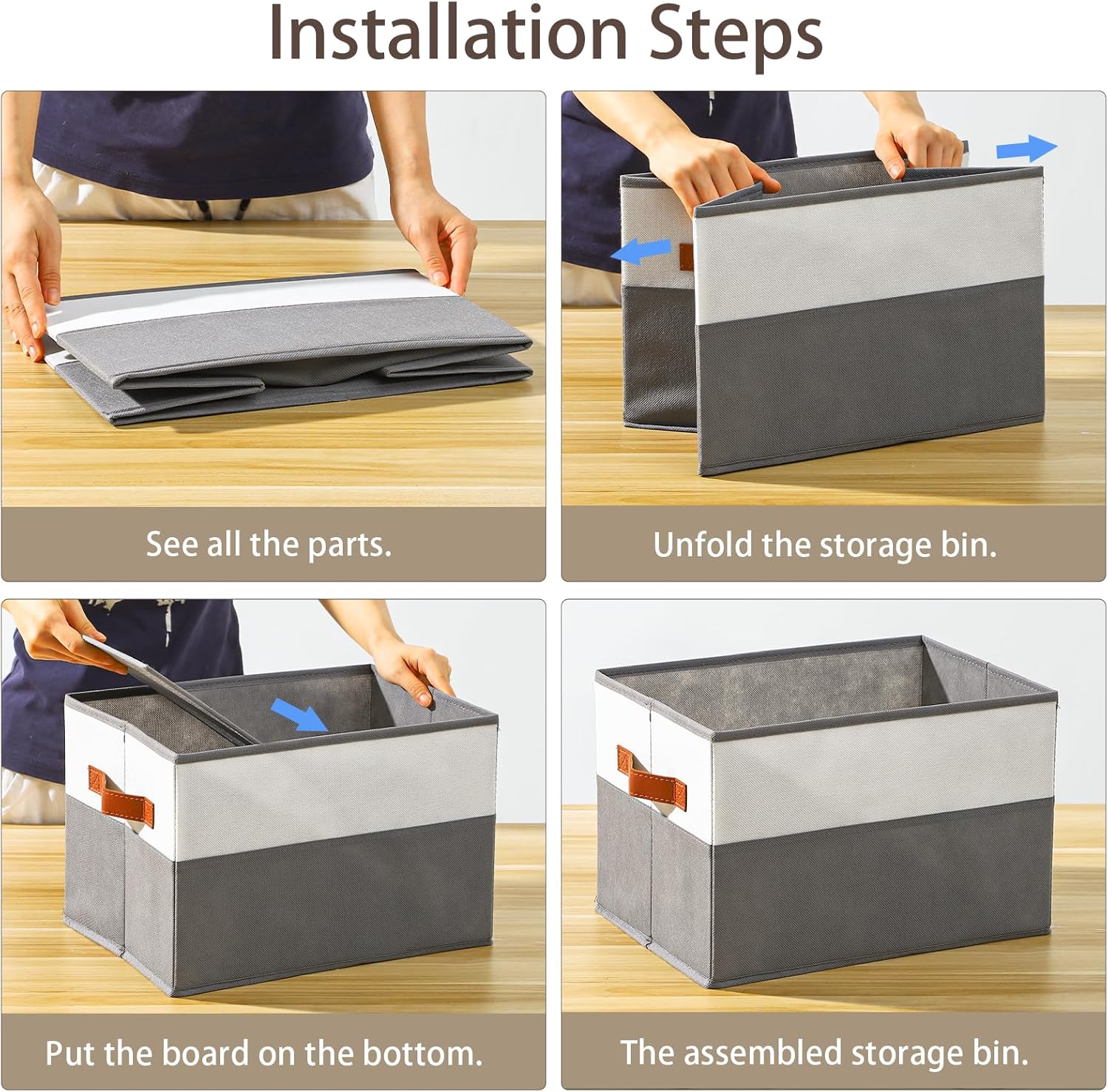 Skiennix Large Storage Bins - Collapsible Fabric Organizers with Handles | 6 Pack for Clothes & Blankets