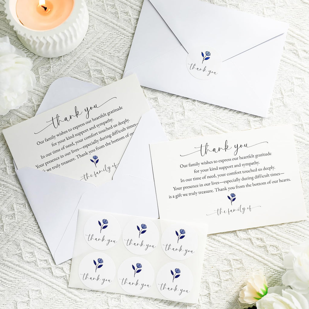 Slyitokbhr Thank You cards for Funeral with Envelopes Message Inside, 50 Pack 4×6 Inch Sympathy Thank You Cards After Funeral Notes