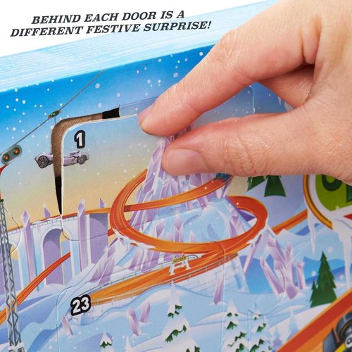 Hot Wheels 2021 Advent Calendar - 24 Surprises with 8 1:64 Scale Vehicles & Play Mat for Kids 3+