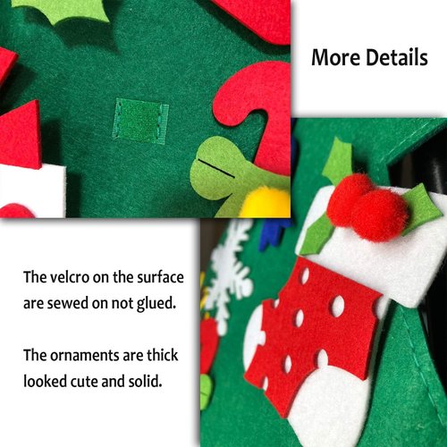 Fayoo DIY Felt Christmas Tree - Montessori Wall Hanging Decoration for Toddlers | 30 Ornaments Included