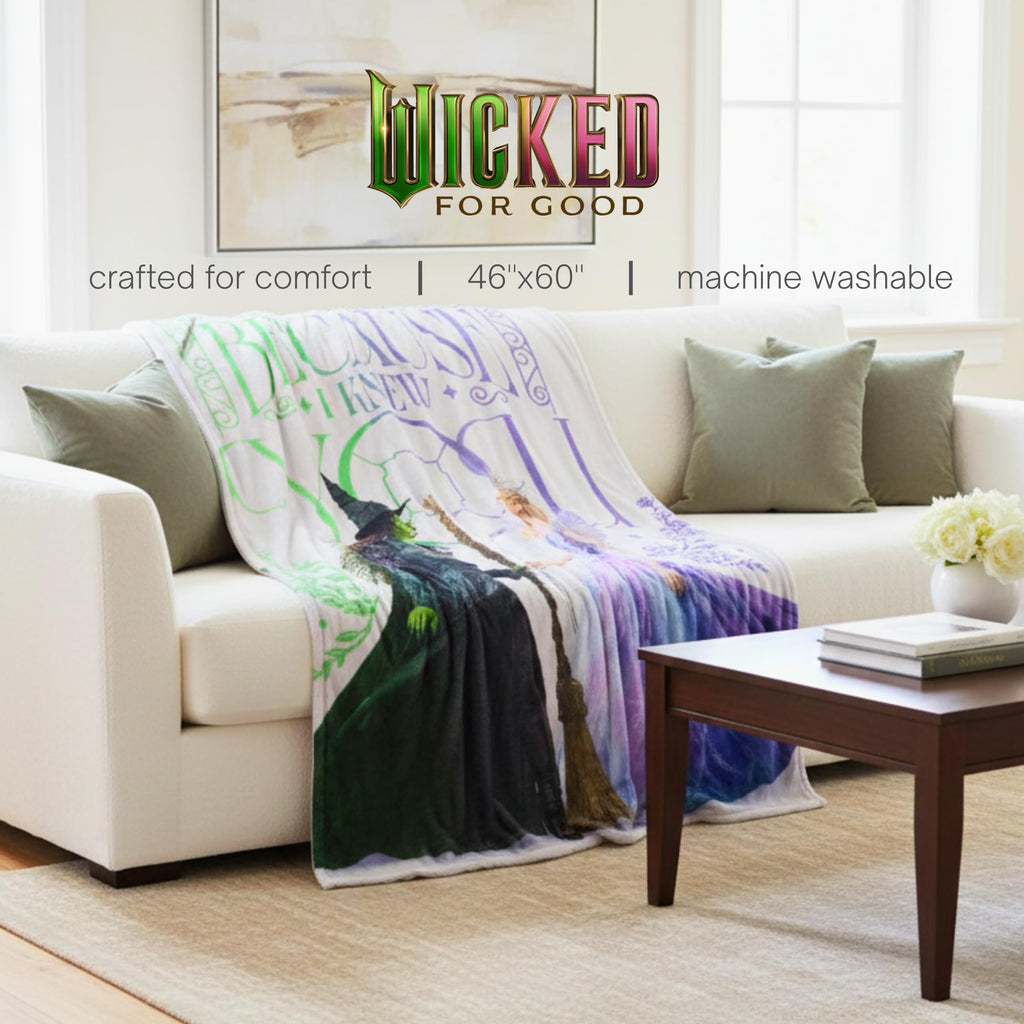 Wicked Elphaba and Glinda Bedding Throw - Super Soft Cozy Blanket - Because I Knew You, 46 in x 60 in, (Officially Licensed Product) by Franco