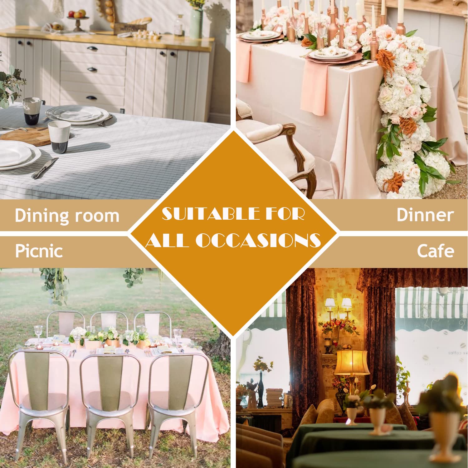 BALCONY & FALCON Extra-Large Table Cloth for 8ft Rectangle Tables – Waterproof & Crease-Proof Farmhouse Tablecloth for Banquet, Wedding, Baby Shower，Christmas Holiday Party (Olive, 91" x 156")