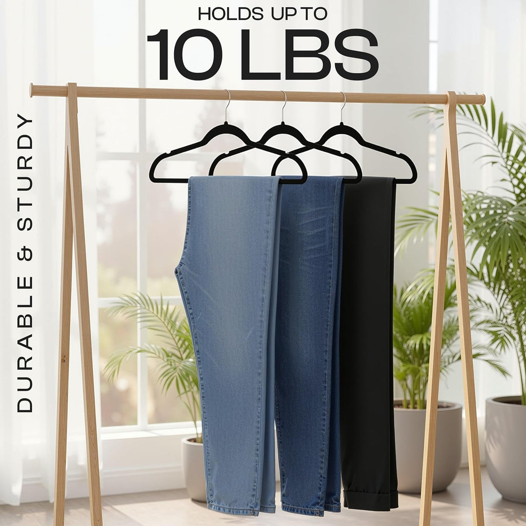 Utopia Home Velvet Hangers - Luxury Non-Slip Slim Coat & Pant Hangers, 20 Pack, 360° Swivel Hook - Black